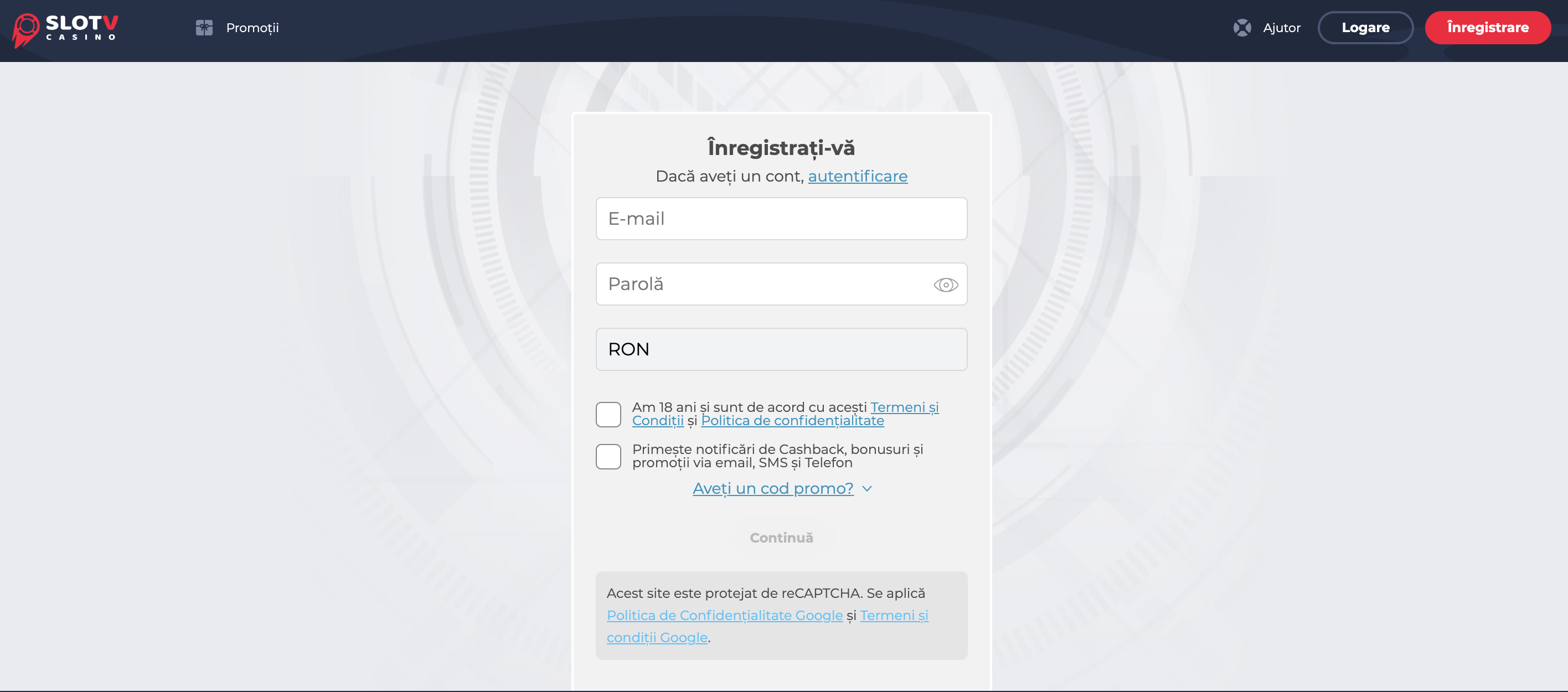 înregistrare pe site slotv
